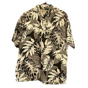Hilo Hattie Made in Hawaii Men's XL Black White Tropical Hawaiian Pullover Shirt